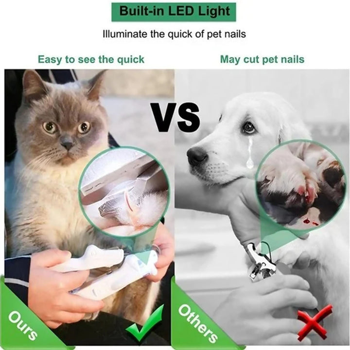 Coupe-ongles pour animaux de compagnie avec lumière LED Ciseaux à ongles pour chiens et chats Outil de coupe professionnel Fournitures de toilettage