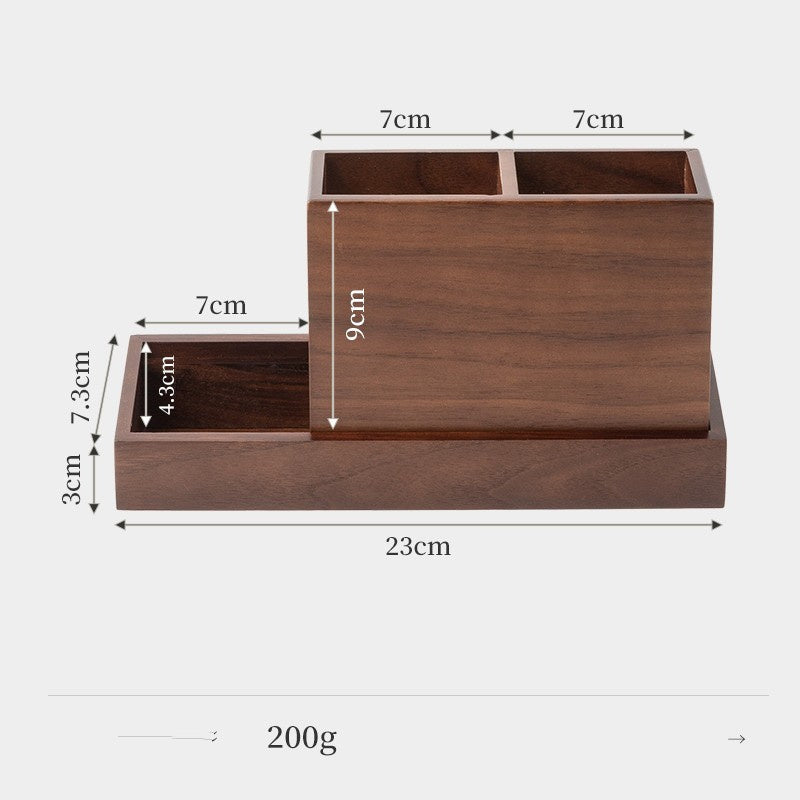 Pen Holder Office Desktop Multifunctional Black Walnut