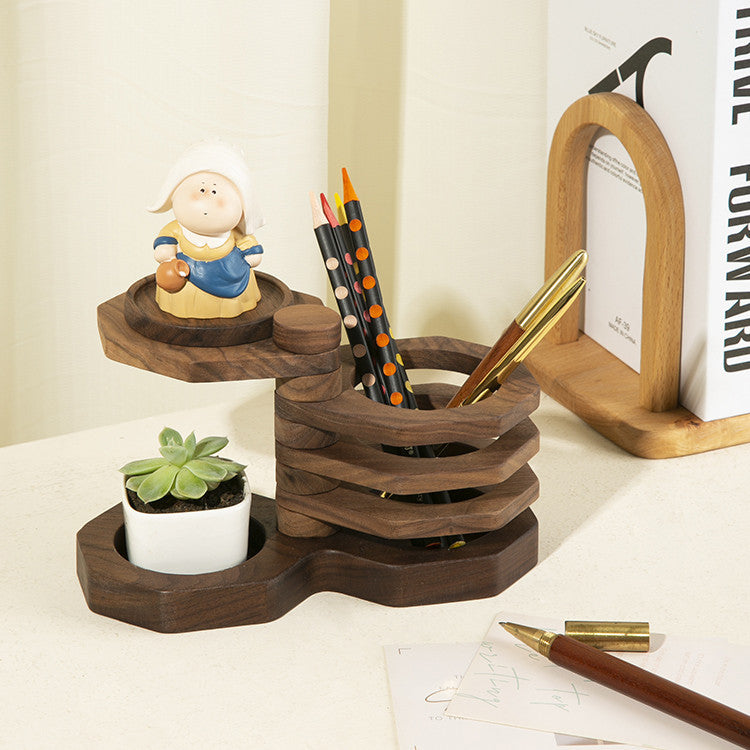 Creative Solid Wood Desktop Pen Holder