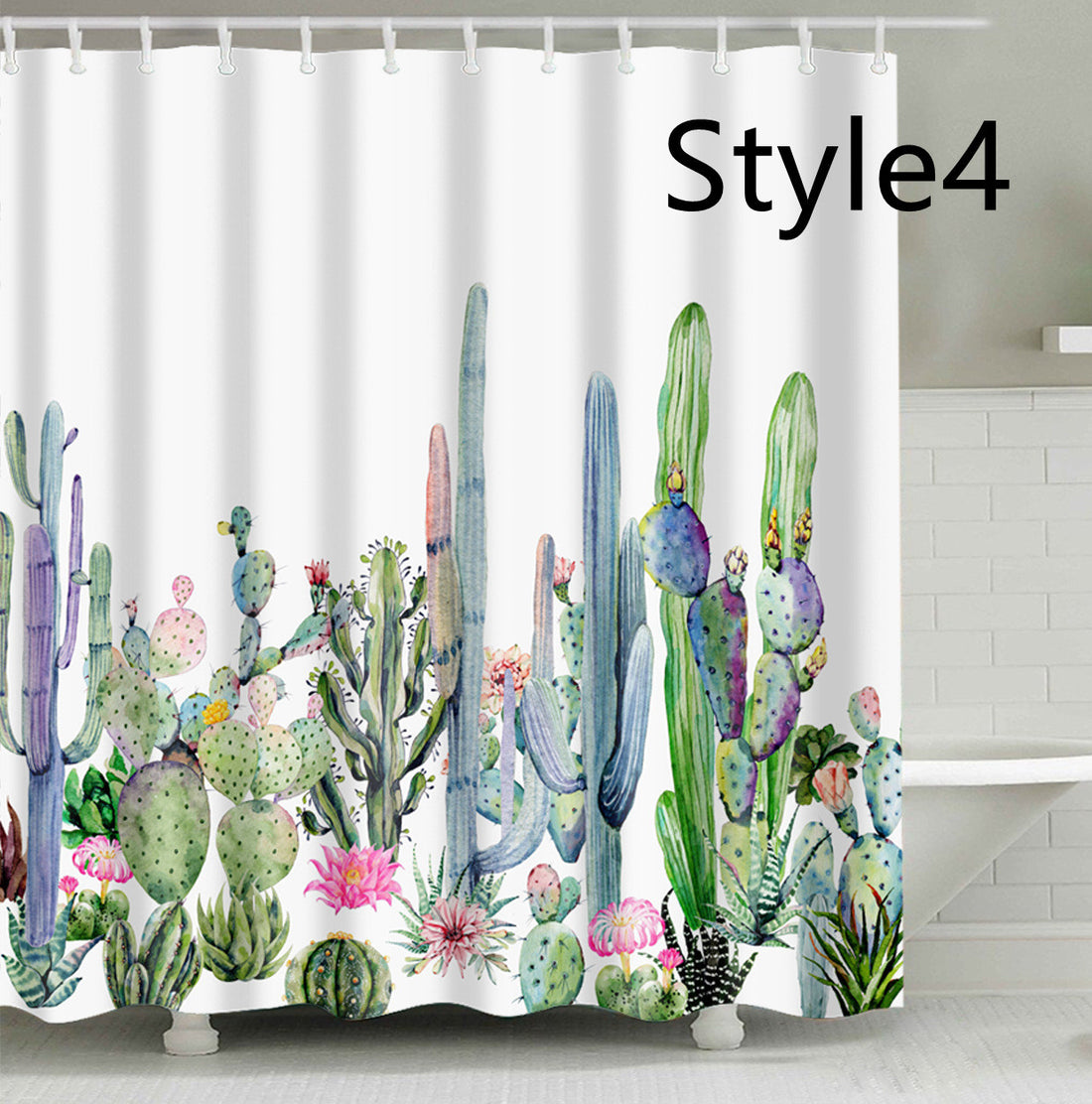 Digital Printing Polyester Shower Curtain Cactus Series