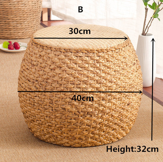 Home Rattan Small Stool Ottoman Footrest Modern Round Foot