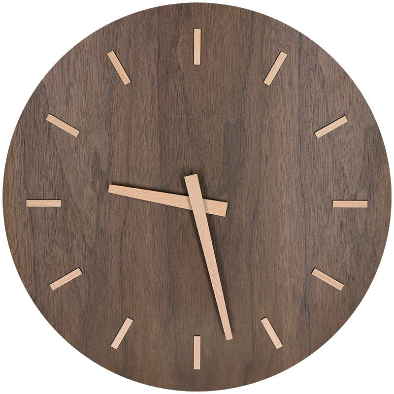 Fashionable Nordic Minimalist Wooden Wall Clock Living Room Round Wooden Clock Household Round Wooden Table Creative Wall Clock Living Room