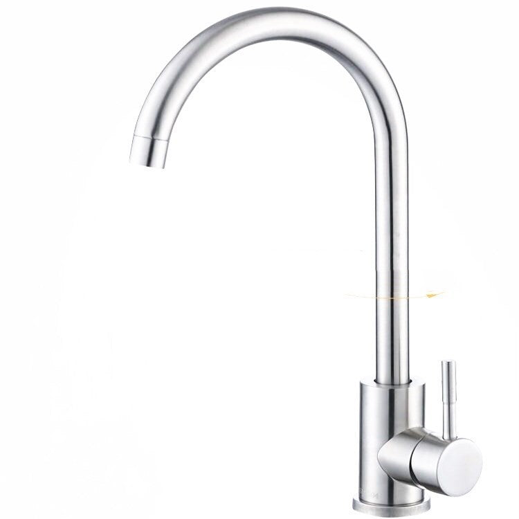 304 Stainless Steel Kitchen Faucet Large Curved Faucet Stainless Steel Sink Flat Tee Faucet