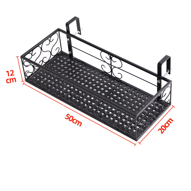 Balcony Railing Flower Rack Hanging Iron Plant Shelf Frame