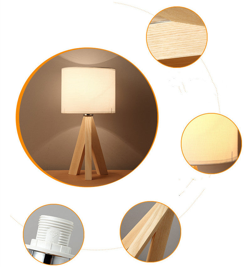 Lampe de chevet moderne minimaliste en bois avec protection des yeux à LED