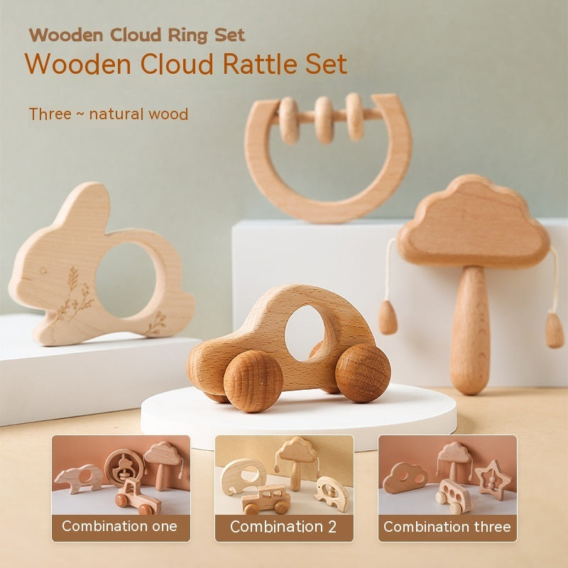 Wooden Cloud Rattle Set Infant Montessori Early Education Toys