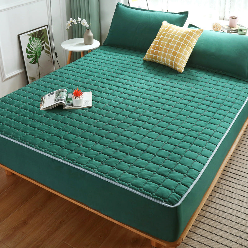 Thickened Quilted Fitted Sheet Single Piece Bedspread Protector