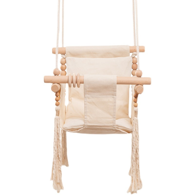 Children's Indoor Wooden Swing Hanging Basket Chair