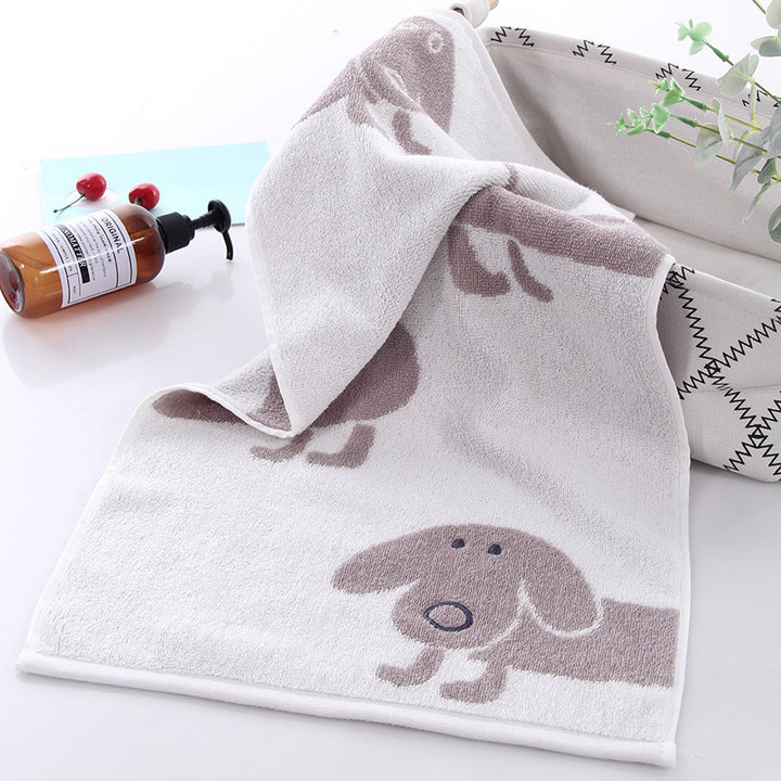 Cartoon Dog Embroidered Towel Wash Face Towel