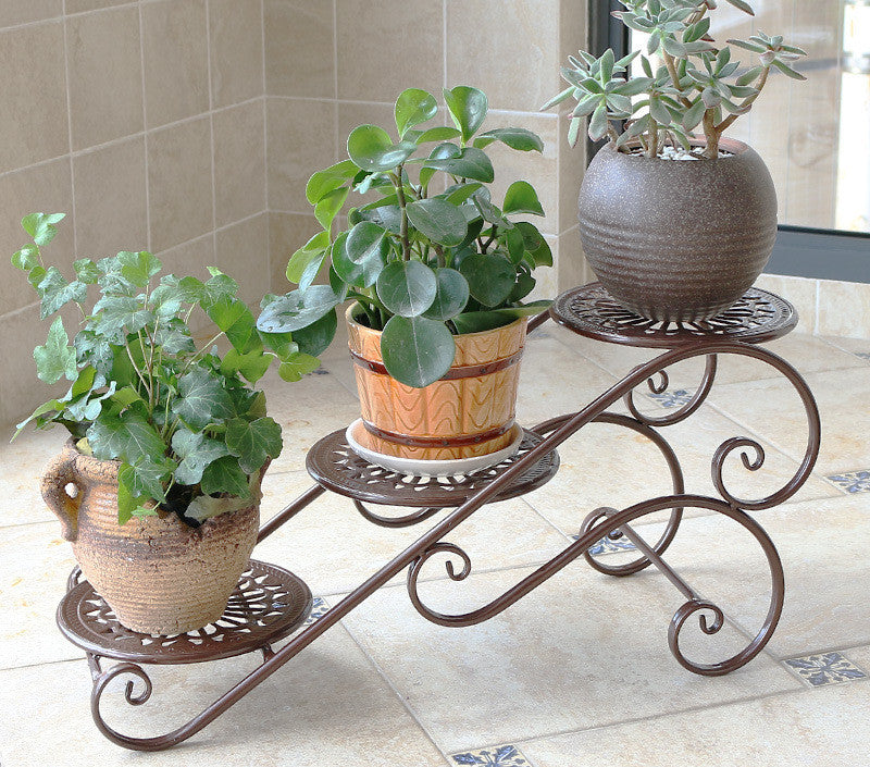 Iron Flower Shelf Balcony Living Room Flower Pot Stand Succulent Bay Window Plant Stand