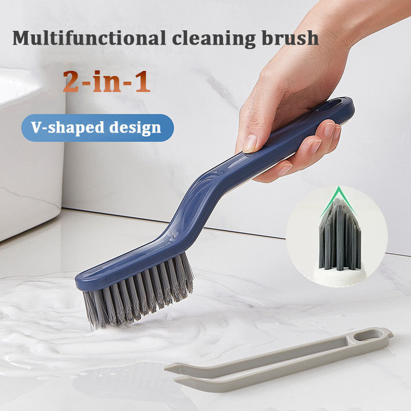 Brosse de nettoyage multifonction 2 en 1 pour carrelage de salle de bain, brosse pour rainures de fenêtre, outils pratiques de nettoyage des coins de la maison