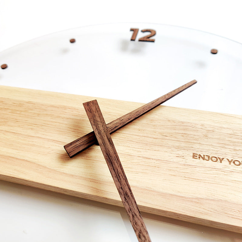 Horloge murale en bois massif et verre acrylique, décoration de salon pour la maison