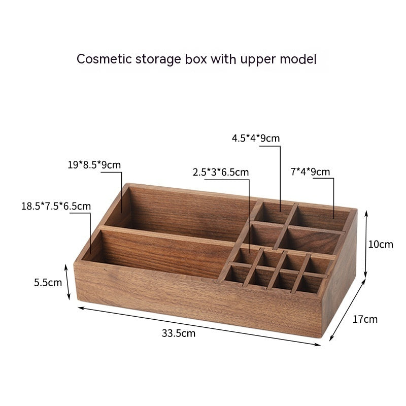 Solid Wood Cosmetics Storage Box Organizing Makeup Brush Drawer Rack