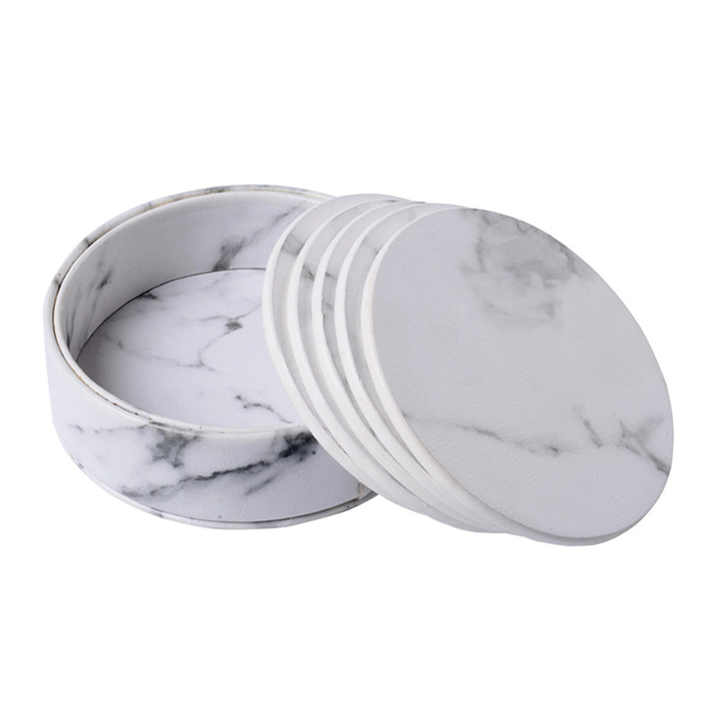 Marble Pattern Coaster Pu Coaster Double-sided Leather Coaster Bar Coaster Solid Color Leather Coaster