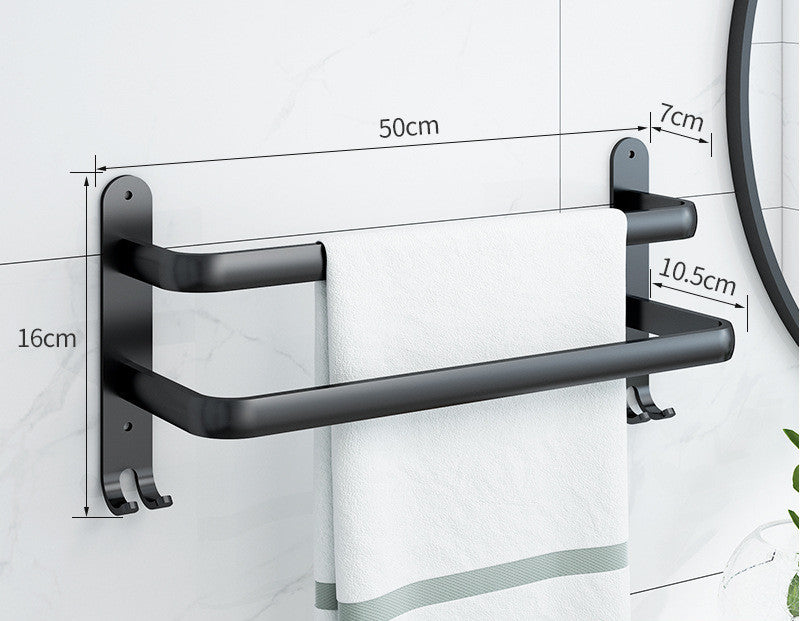 Perforated Free Space Aluminum Towel Rack Black Towel Bar