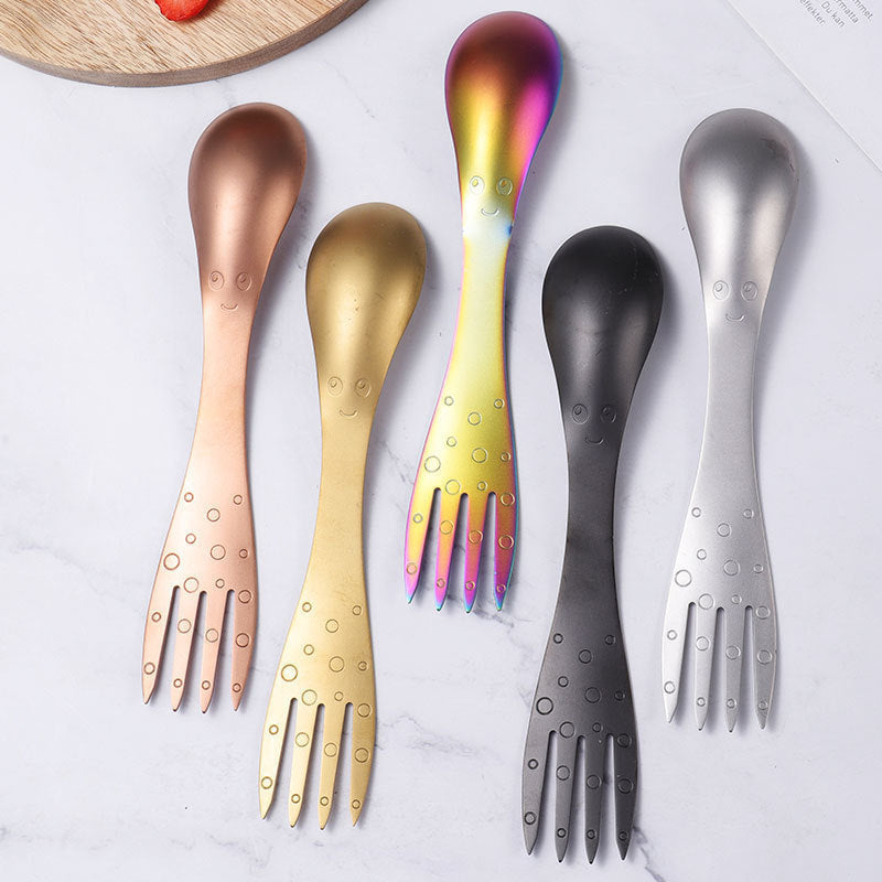 Multifunctional Creative 304 Stainless Steel Child's Spoon And Fork