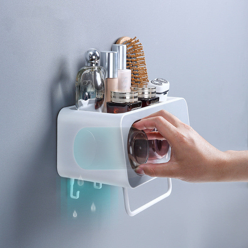 Toothbrush Free Punch Mouthwash Cup Holder