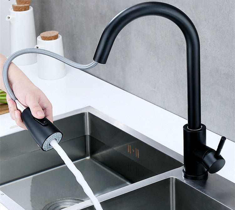 Kitchen Pull Hot And Cold Water Faucet Stainless Steel