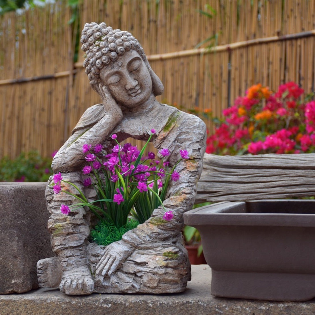 Harz Zen Buddha Statue Blumentopf Hof Landschaft Balkon Layout Garten Dekoration