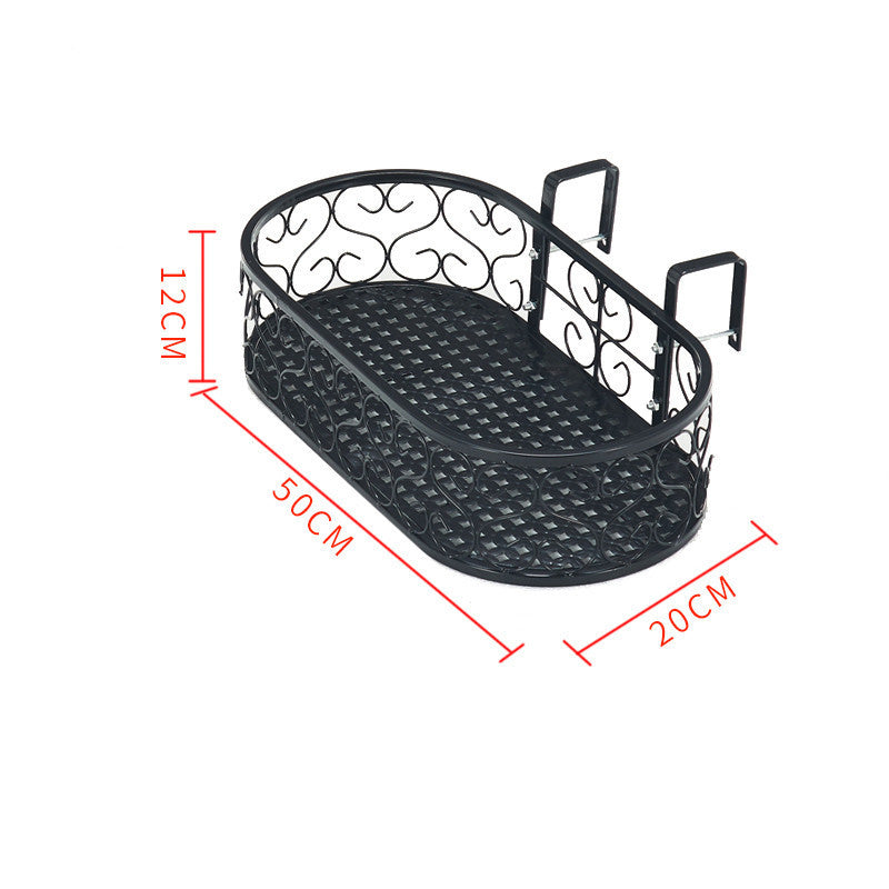 Wrought Iron Balcony Hanging Flower Pot Rack