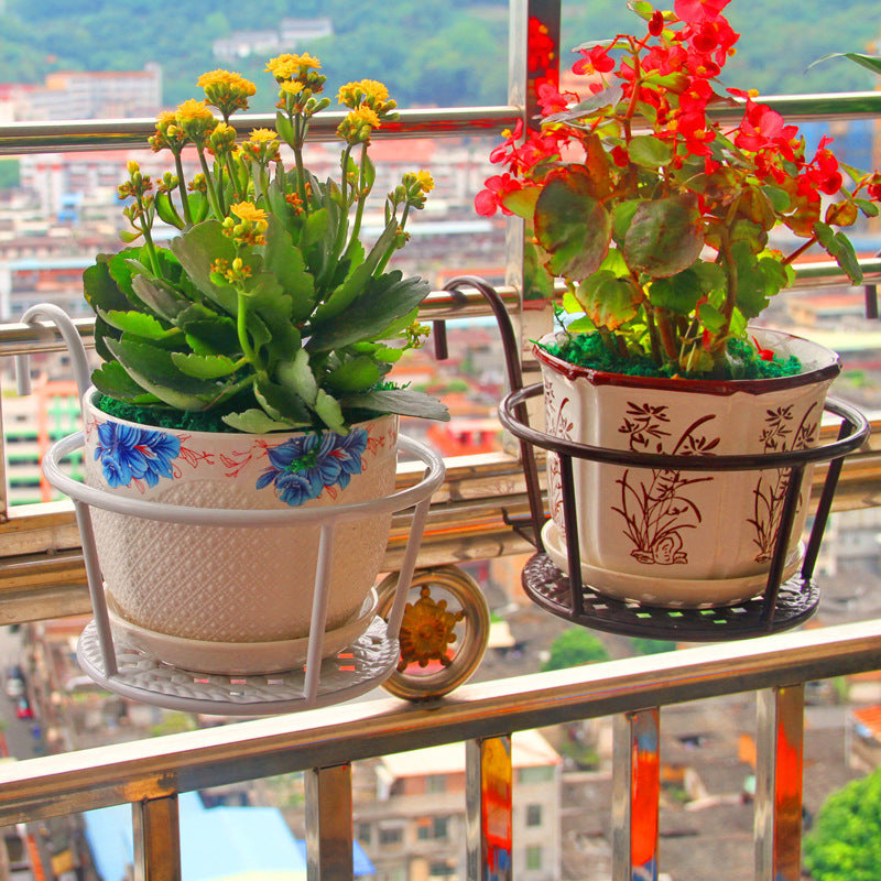 Schmiedeeisen Balkon Blumenständer Geländer Blumenständer Leitplanke Hängender Blumentopf