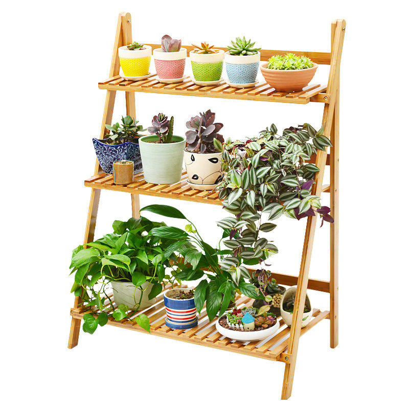 Balcony Flower Stand Wooden Multi-layer Indoor Floor Rack