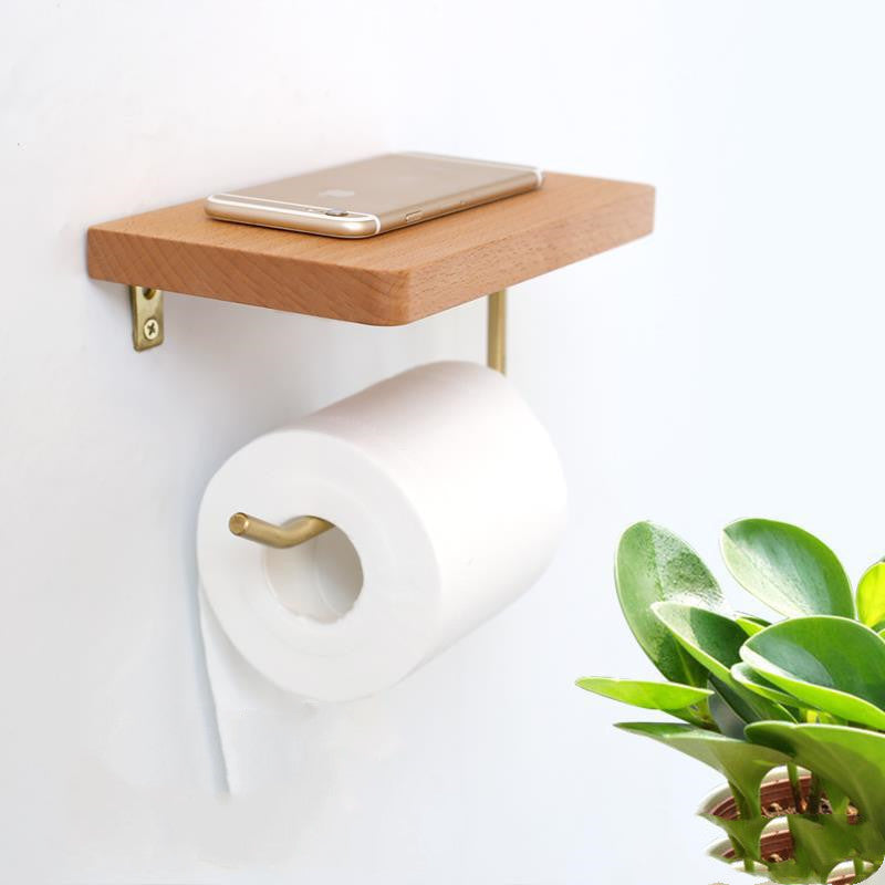 Toilet Paper Rack Walnut Punch-free Storage Rack