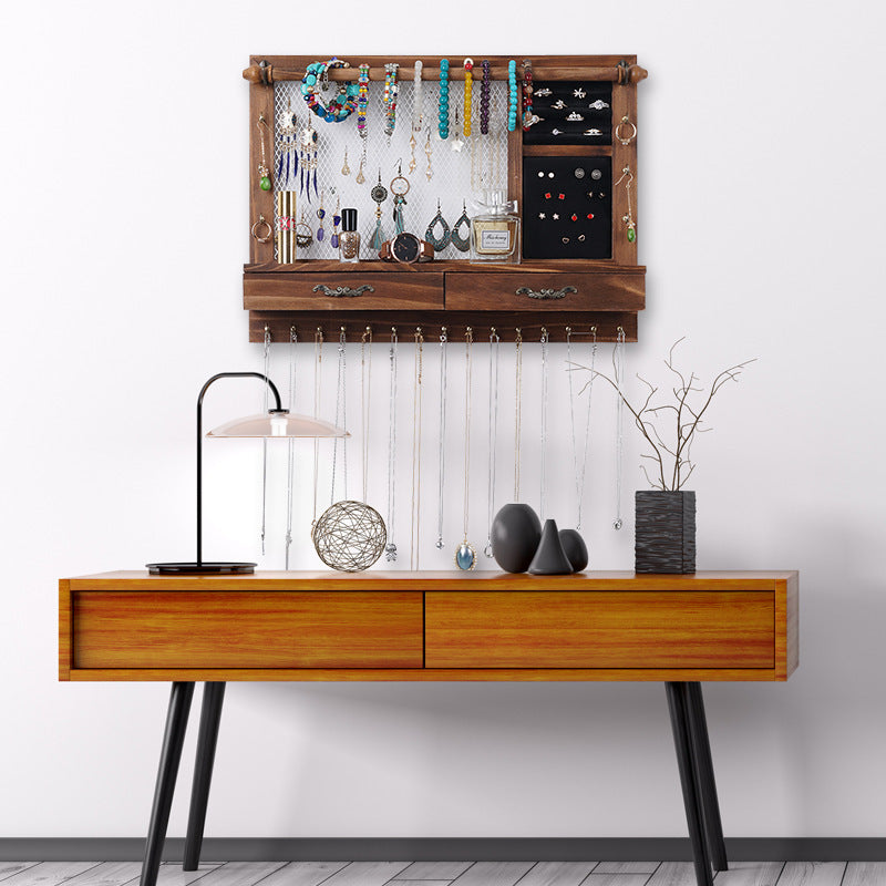 Wall-mounted Square Solid Wood Storage Rack Display