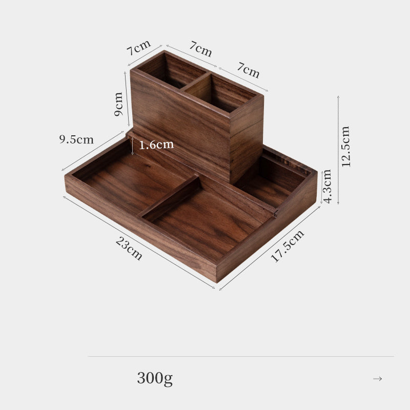 Pen Holder Office Desktop Multifunctional Black Walnut