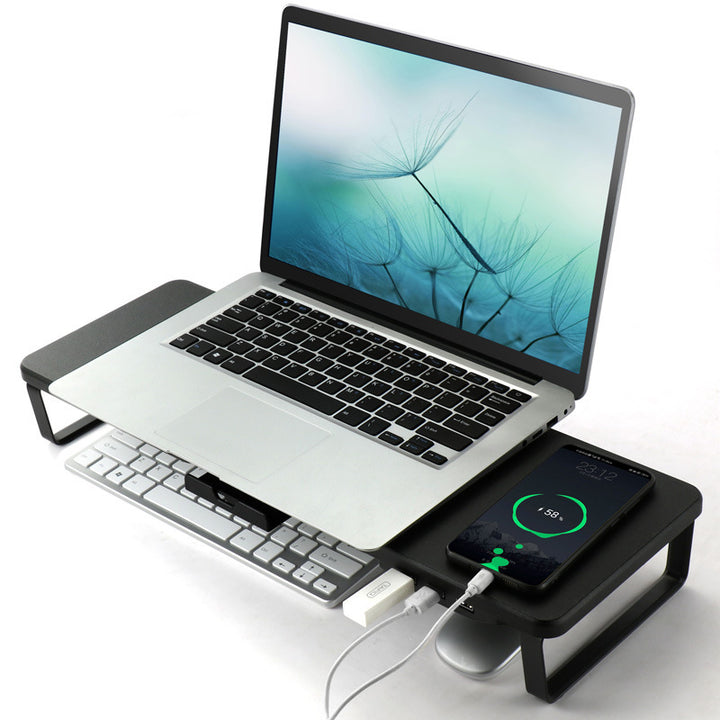 Ergonomischer Monitorhalter Riser mit 3-teiligem USB-Anschluss Laptopständer Bildschirmhöhenständer Desktop Lapdesk mit Handyhalter