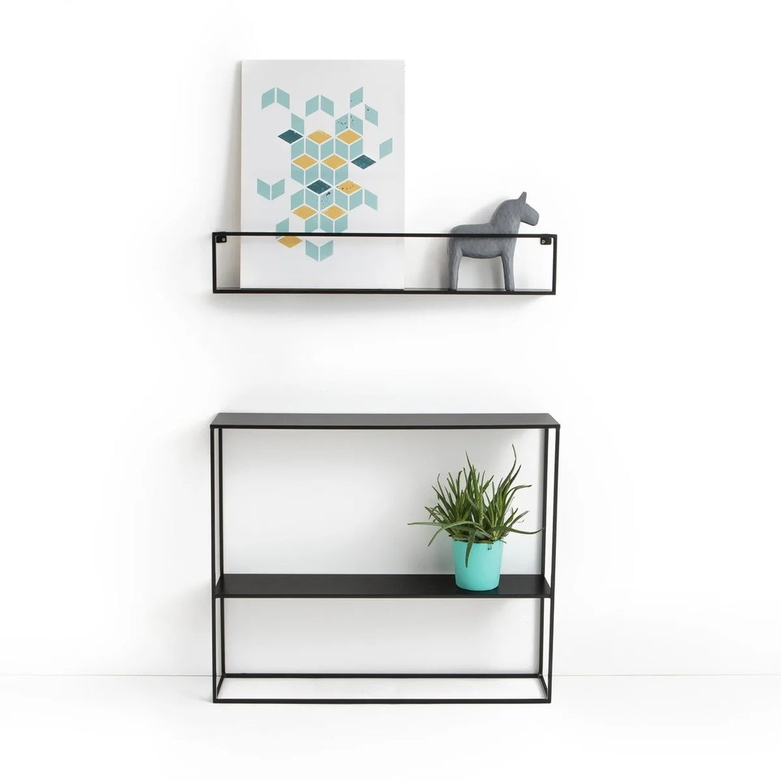 Living Room Bookshelf Wrought Iron Mounted Wall Rack