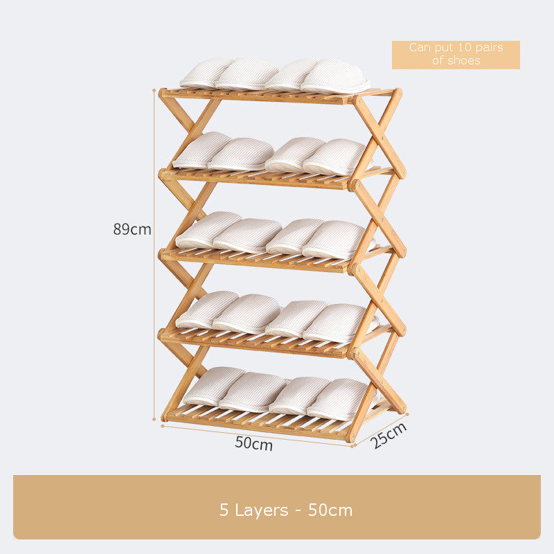 Étagère à chaussures pliable compacte et simple en bambou renforcé