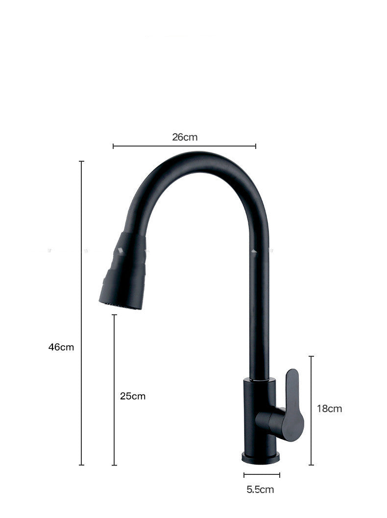 Stainless Steel Black Pull-out Hot And Cold Rotating Telescopic Faucet