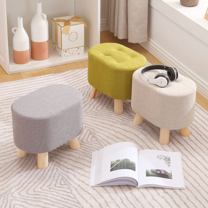 Nordic Solid Wood Household Fabric Bench And Coffee Table Stool