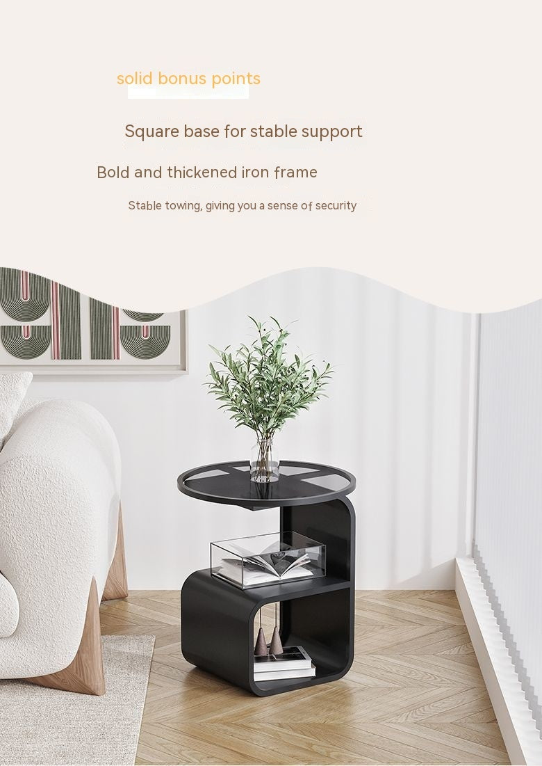 Simple Modern Round Tempered Glass Sofa Side Table