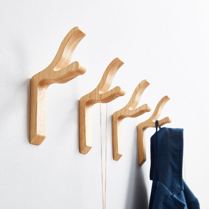 Wooden Creative Clothes Hook And Coat On The Wall