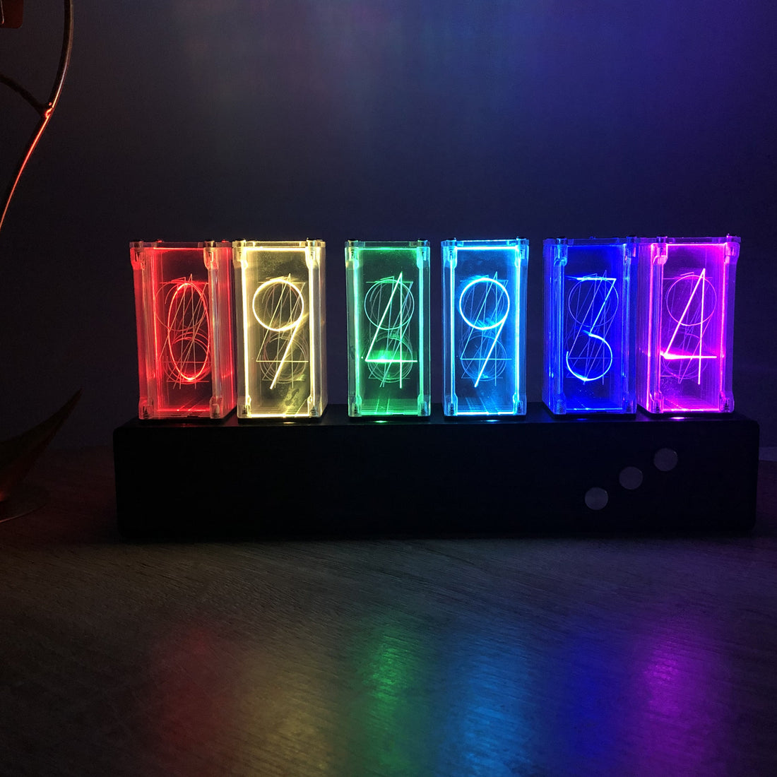 Modern Digital Nixie Tube Clock 6-tubes Night Light Bedroom Desktop Clock