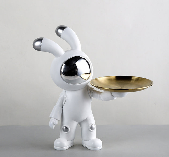 Nordic Spaceman Entrance Key Storage Tray Rabbit Ornament