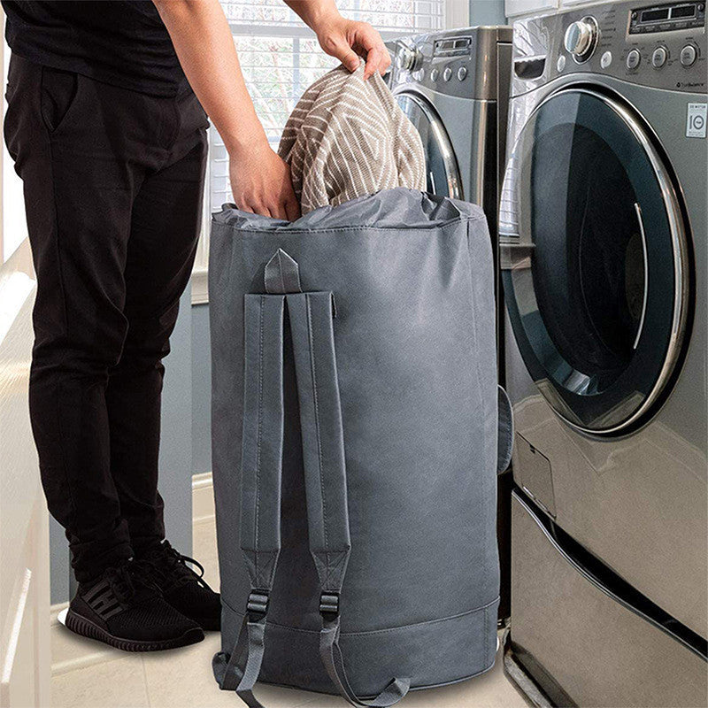 Sac à linge portable en tissu Oxford avec bandoulière et cordon de serrage