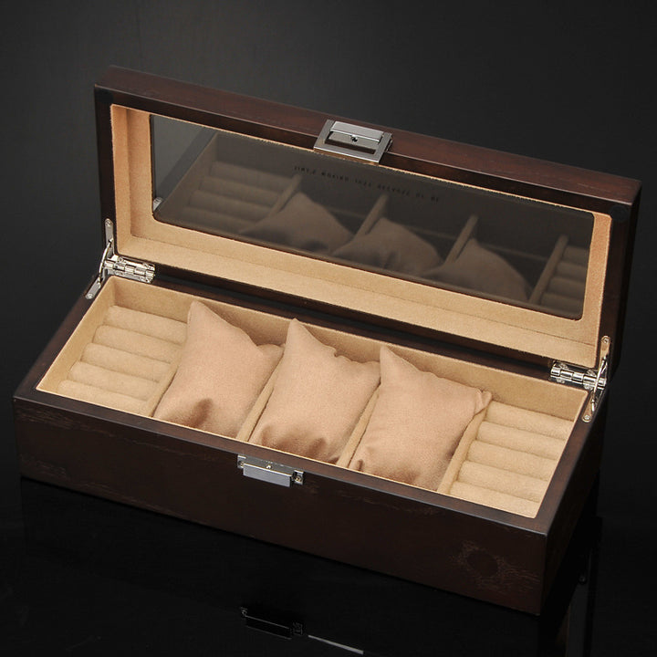 Watch Ring Storage Box Jewelry Box Glass Sunroof Watch Box Wooden