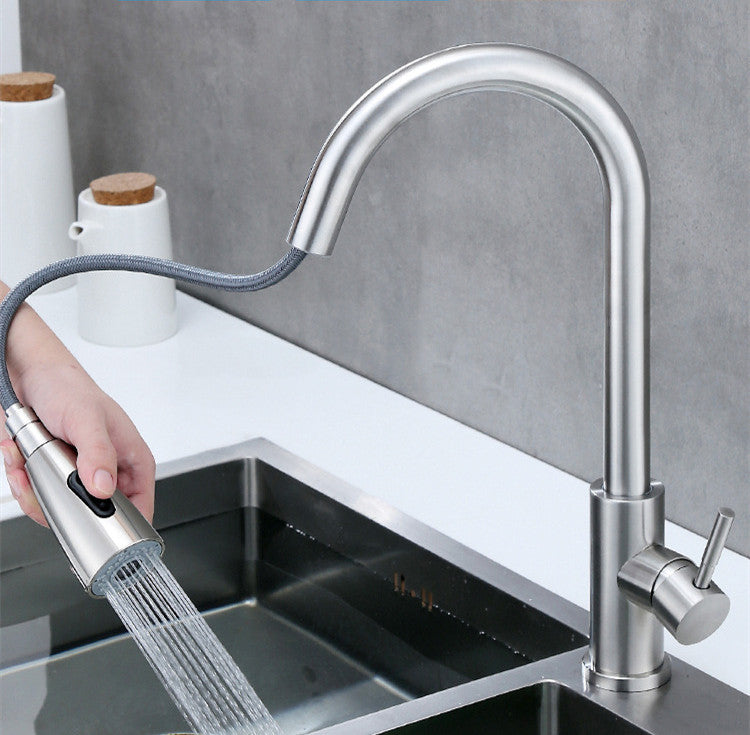 Kitchen Pull Hot And Cold Water Faucet Stainless Steel