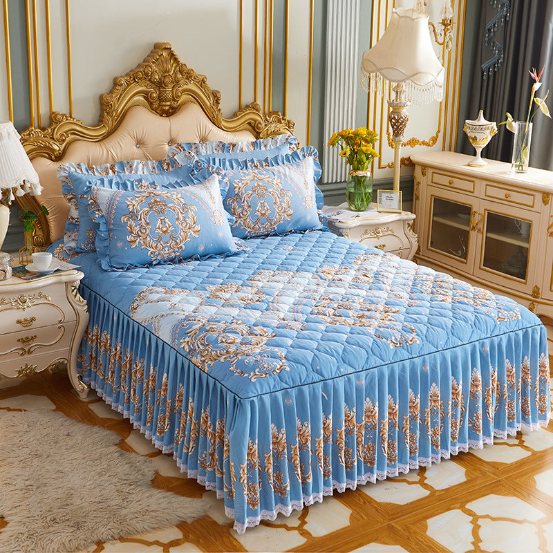 Thick Quilted Bedspread Bed Skirt Bedding