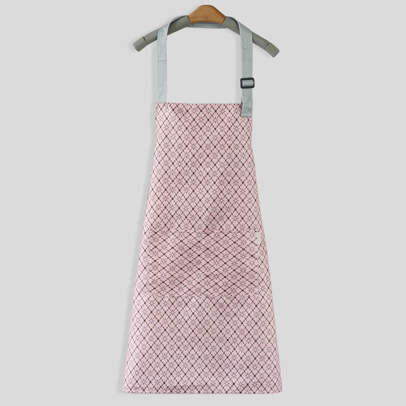 Apron Waterproof And Oil-proof Women Overalls Kitchen Cooking Cute Hanging Neck Printing Pocket