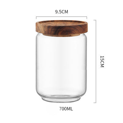 Home Kitchen Acacia Wood Sealed Storage Jar