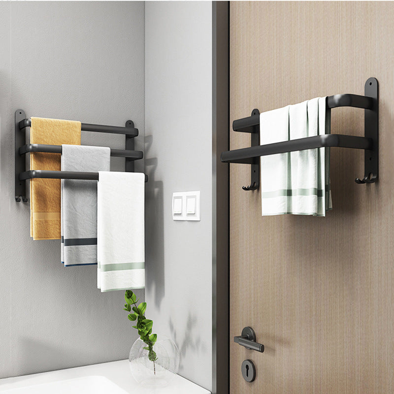 Perforated Free Space Aluminum Towel Rack Black Towel Bar