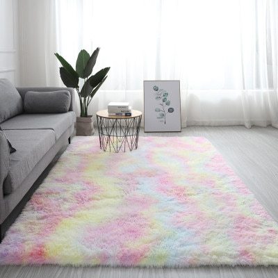 Tie-dyed Wool Carpets, Living Room Plain PV Pile Carpets