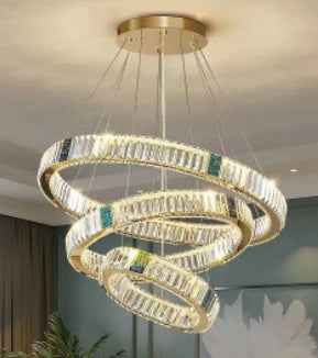 Light Luxury Crystal Living Room Chandelier Postmodern Round Stainless Steel