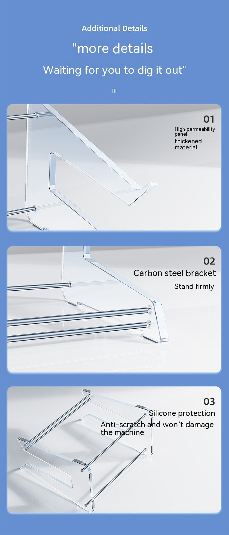 Support pour ordinateur portable en acrylique pour rangement vertical