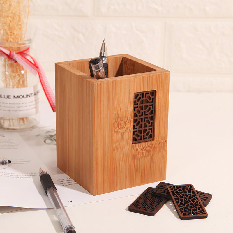 Wooden Pen Holder Creative Office Supplies Desktop Pen Holder