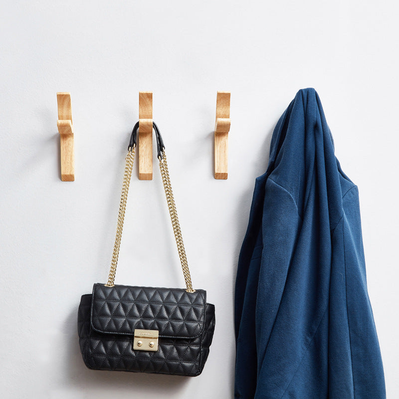 Wooden Creative Clothes Hook And Coat On The Wall